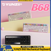 YUNZII B68 Mechanical Keyboard Girl's Gift Customized Hot Swappable RGB 5000mAh 2.4g BT Wireless for Office Control Knob Pink