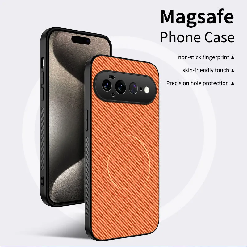 Harte PC+Carbonfaser-Textur Hülle mit MagSafe Magnetfunktion für Google Pixel 11 Pro 9 8 7 6 5 4 3 10 Pro XL 10A 9A 8A 7A 6A 5A 4A 3A