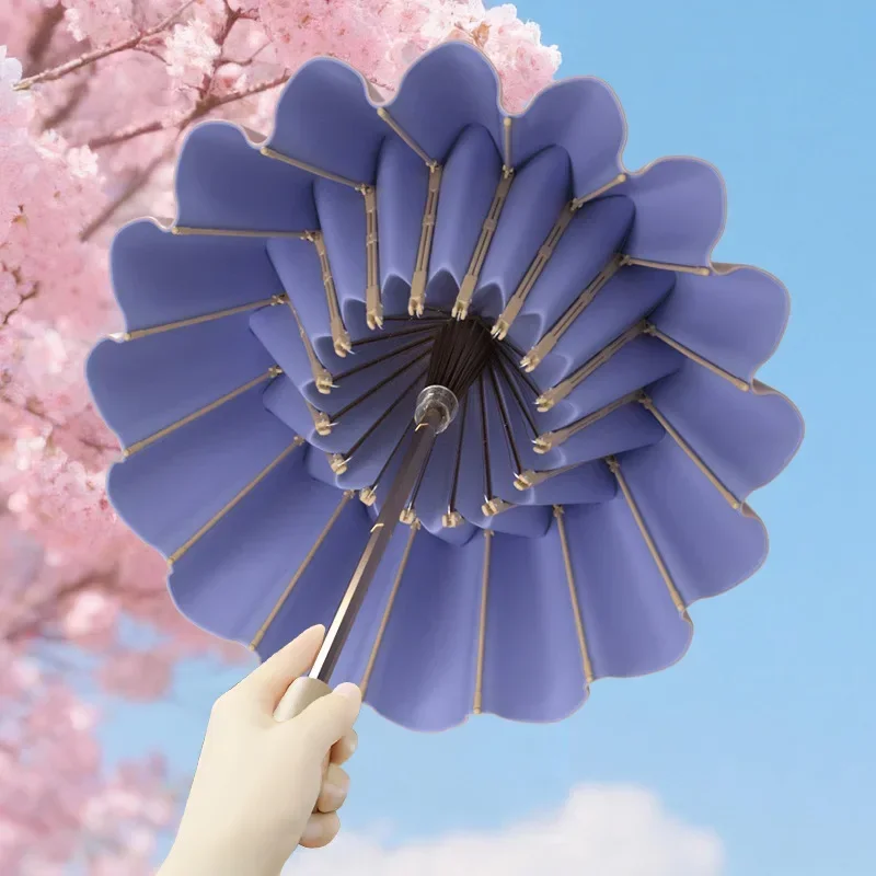 UV UPF50+ Protection Folding Sun Umbrella Women, Windproof 16 Bone, Color Glue Sun Protection Parasol Rain and Shine Umbrellas