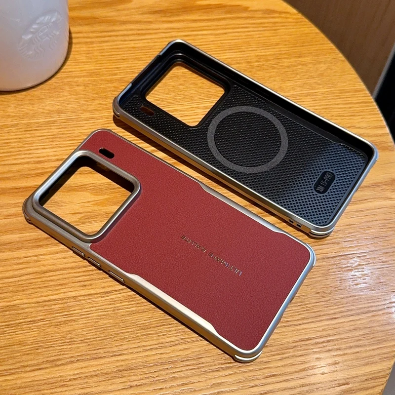 Etui na Xiaomi 15 Pro Antywstrząsowe Rogi Odporne na Upadki Magsafe Galwanizowane Miękkie Skórzane Etui z Przyjemnym Uchwytem