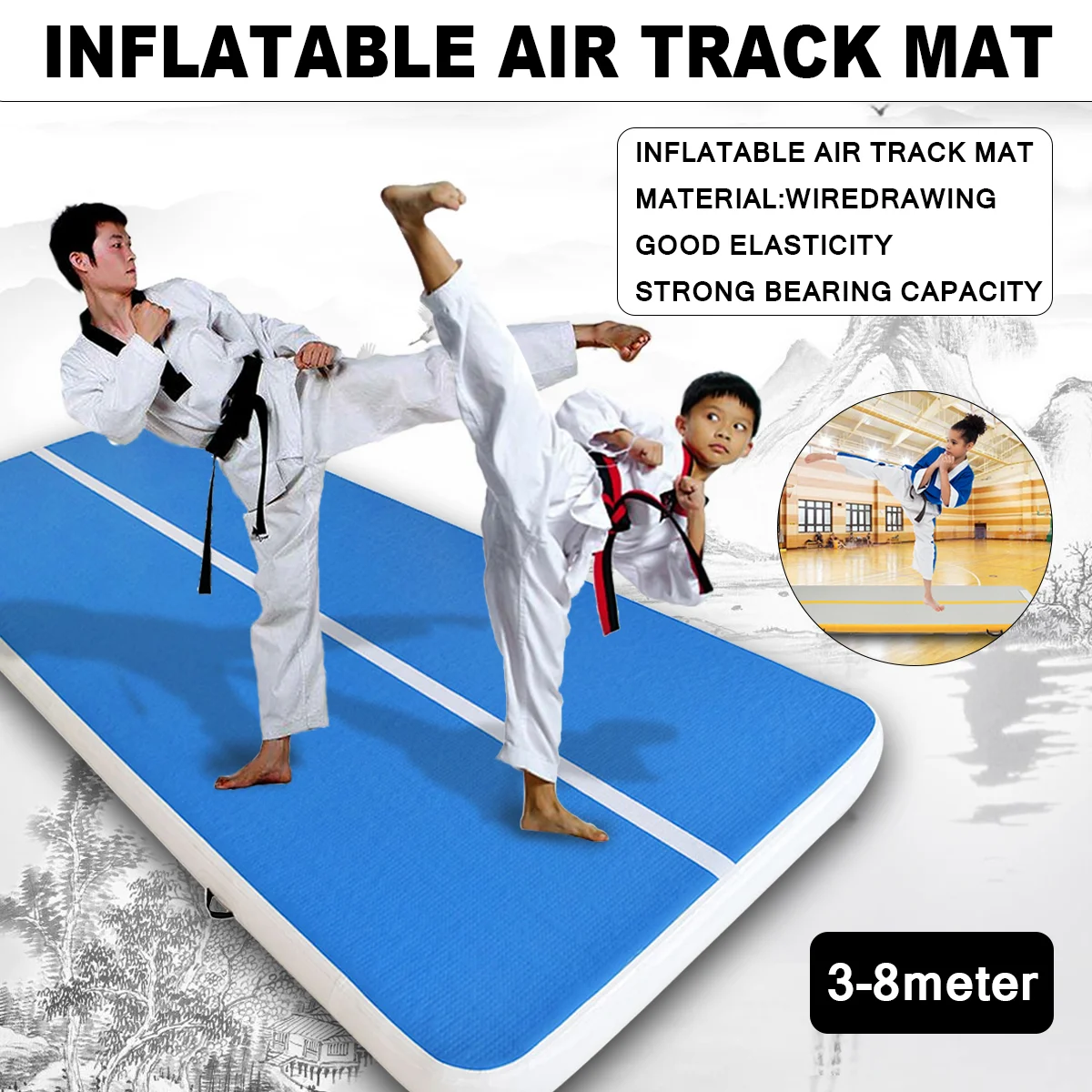 Aangepast formaat 10m * 2m * 20cm Gymnastiek AirTrack Gym Mat Tumble Track Opblaasbare Air Track Training met elektrische pomp