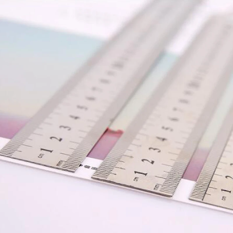 1PCS High Quality Stainless Steel Ruler 15cm20cm30cm Double  Sided Scale Standard Ruler Learning Office Supplies