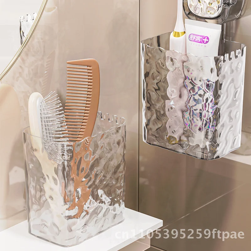 Modern Minimalist Bathroom Washstand Comb Rack Suction Cup Hanging Basket Non-perforated Toothpaste Toothbrush Storage Box