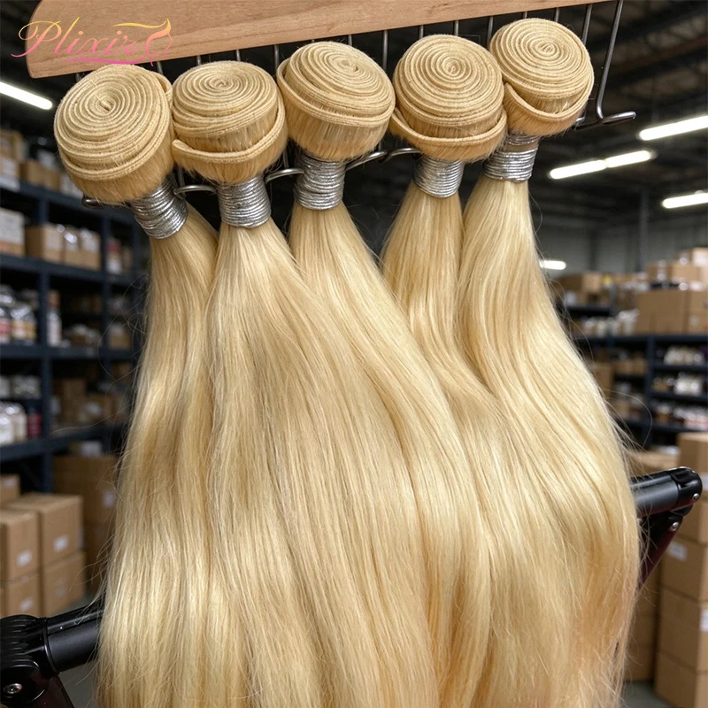 613 Bundles Blonde Bundles Human Hair 24 26 28 30 Inch 613 Straight Hair 1/3/4 Bundle 12A Unprocessed Vietnamese Virgin Hair
