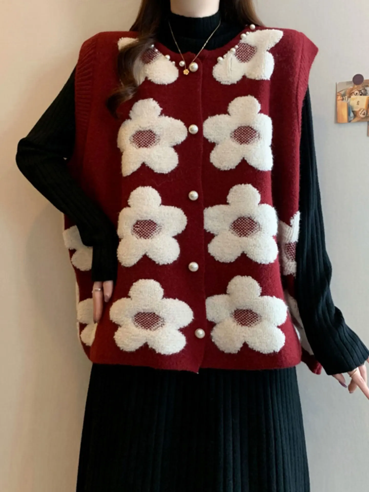 

Autumn Winter plus Size Women's Soft Cozy Long Sve Dr Two Piece Set Casual Loose Knitted Embroidered round Ne Single ...