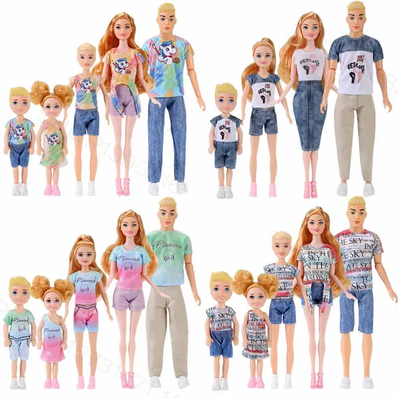 Children's Play House Toys Girl Princess Doll Family 4 Pcs / 5 Pcs Large Small Parent-Child Models Brother Sister Toy Model