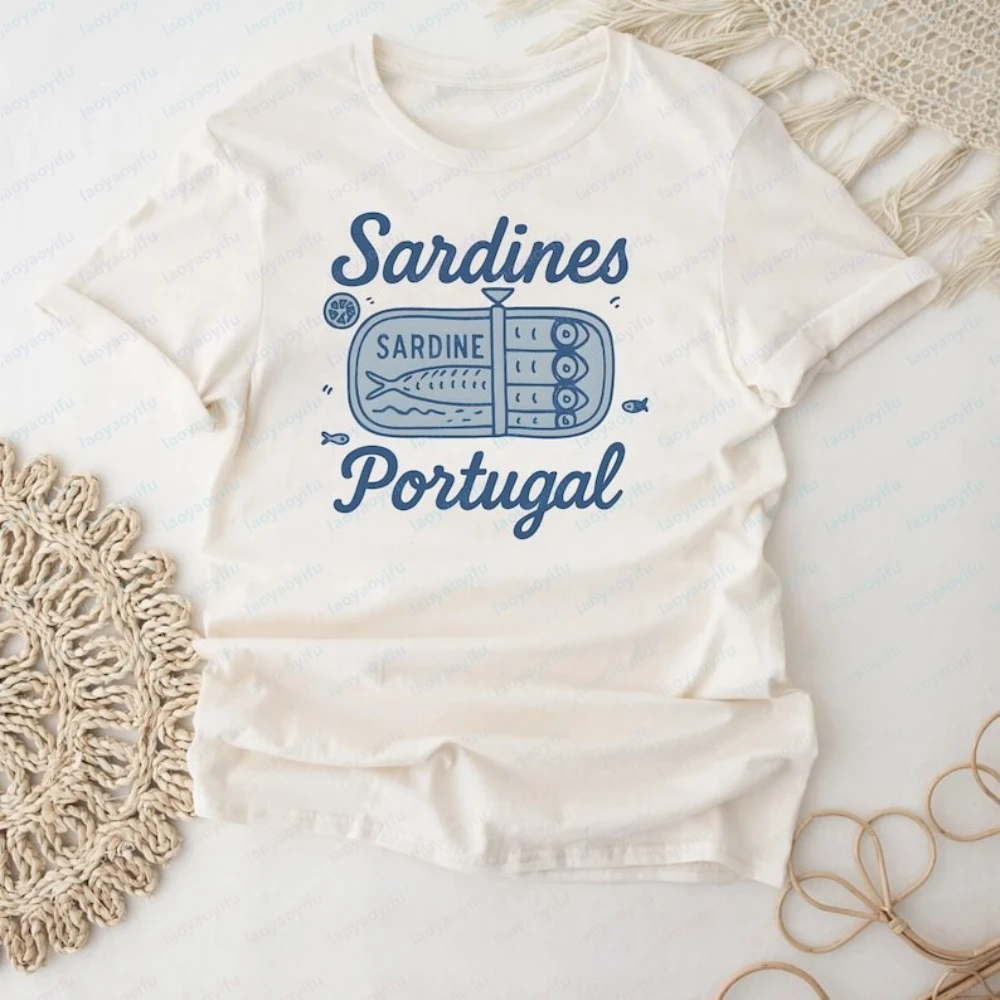 

Sardines Tinned Fish Portugal Tshirt Vintage Sardine Coastal Aesthetic Travel Fish Shirt Retro Graphic Europe Graphic T Shirts