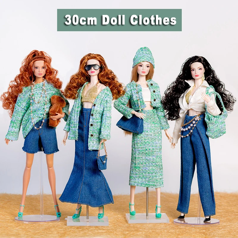 New 1/6 Bjd Doll Clothes 30CM Fashion Women Sweater Denim Suit Girl Clothing for Dolls Barbie/Supermode Dolls Accessories Toys