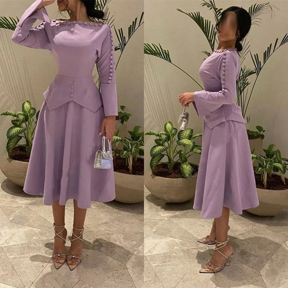 Jiayigong  Prom Satin Button Homecoming A-line High Collar Bespoke Occasion Gown Knee Length Dresses