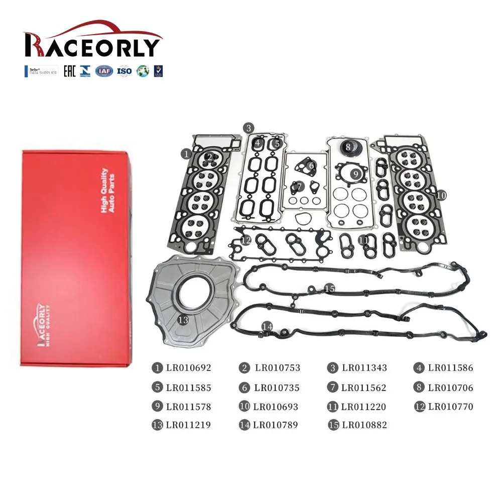 

Комплект прокладок двигателя RACEORLY для Jaguar Land Rover 5.0 Supercharge 508PS, старая модель