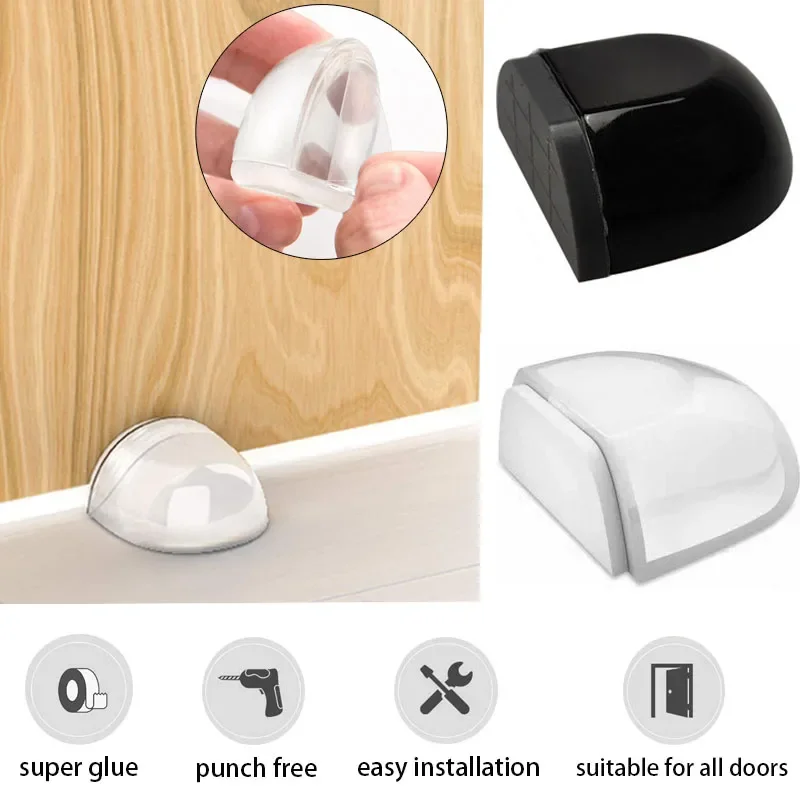 Self Adhesive Door Stopper Transparent Silica Gel Door Handle Buffer Wall Protection Catch Doorknob Bumper Furniture Protective