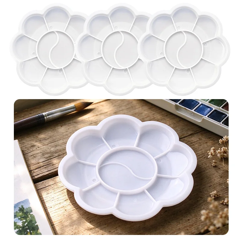 15-25PCS/Pack Flower Paint Palette 8.3cm/3.26in Portable Plastic Mixing Tray Minimalist Versatile for Acrylic Gouache ZYF
