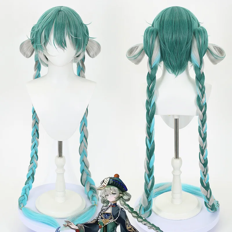 Mi-ku Inspired Synthetic Cosplay Wig Twin Tails Zombie Girl Style with Tiger Mouth Clip for Anime Carnival Party Costume