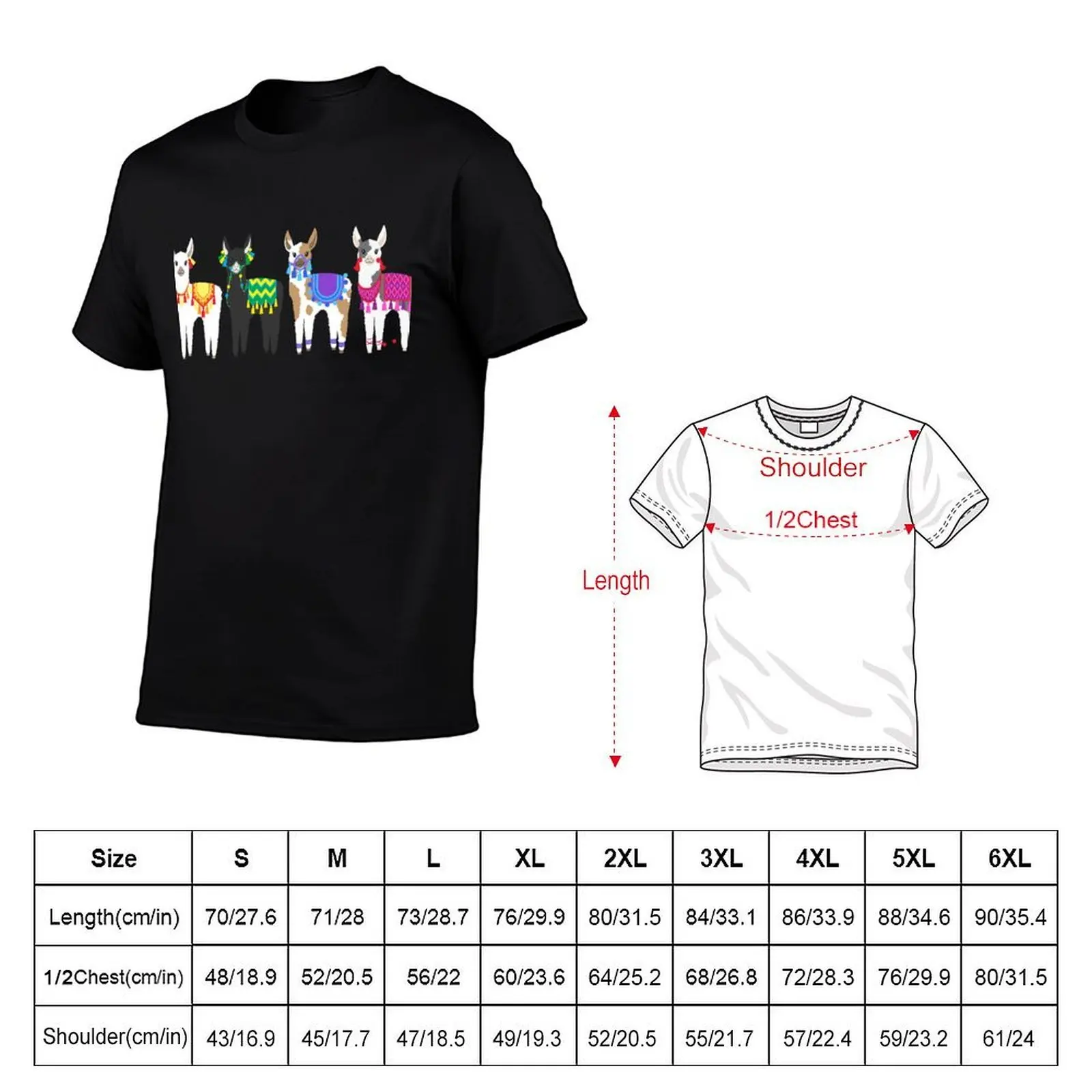 Cute Peruvian Llamas T-Shirt man t shirt designer man t shirts cotton t shirt men 100% cotton luxury brand T-shirt