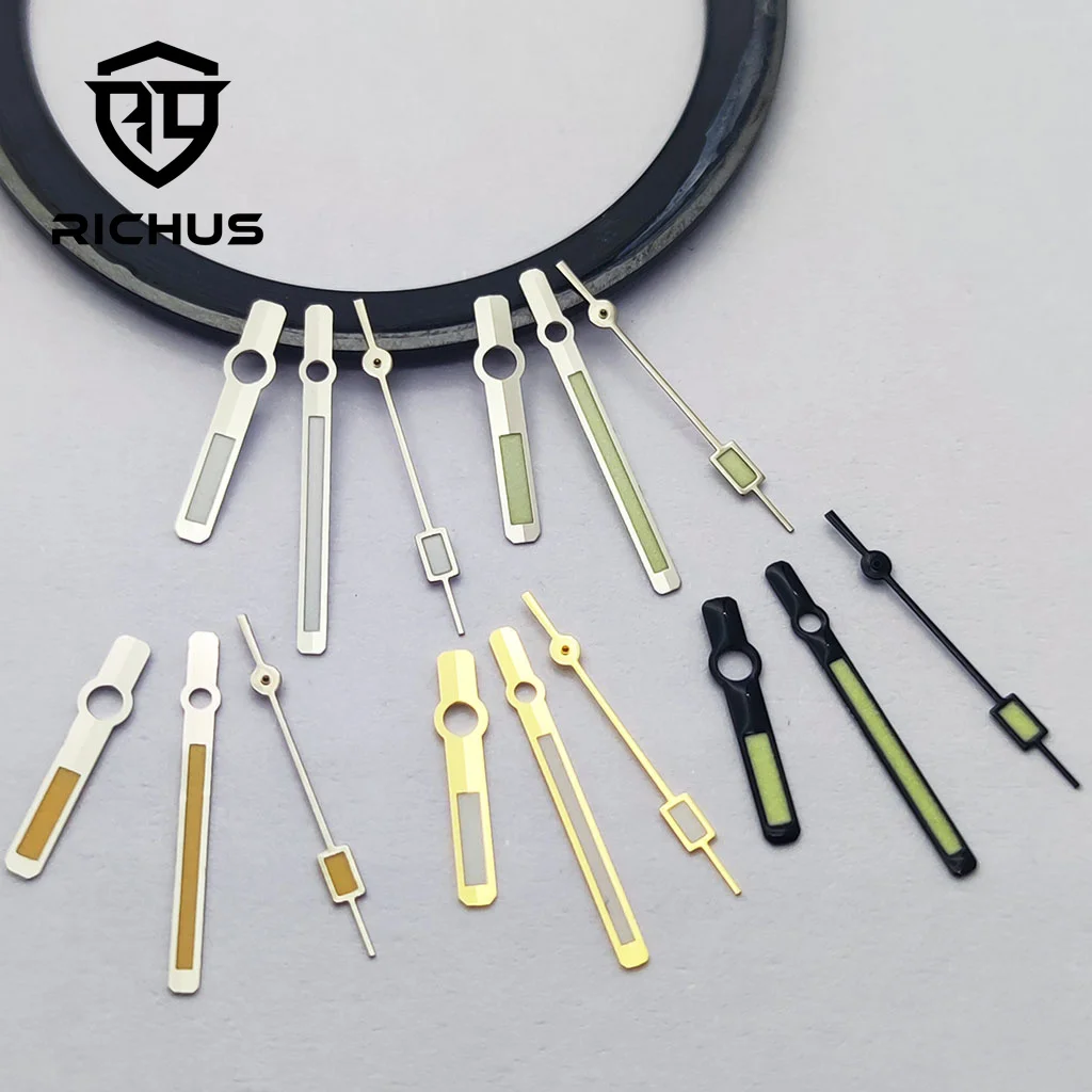 RICHUS NH35 Hands Silver Watch Hand Green Luminous Fit NH35 NH36 ETA2836 2824 Miyota8215-DG Movement Watch Accessories