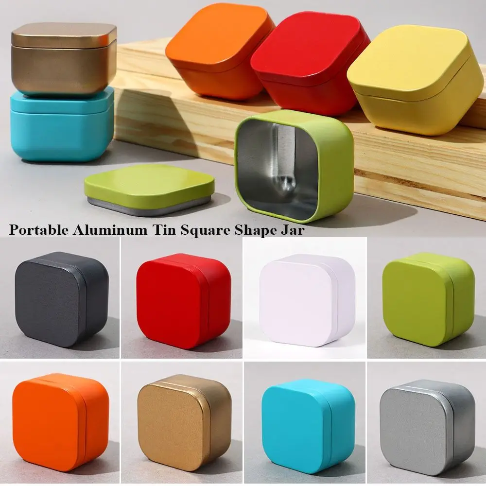 Aluminum Tin Square Shape Jar for Cream Balm Nail Candle Cosmetic Container Refillable Bottle Tea Cans Metal Candy Packaging Box