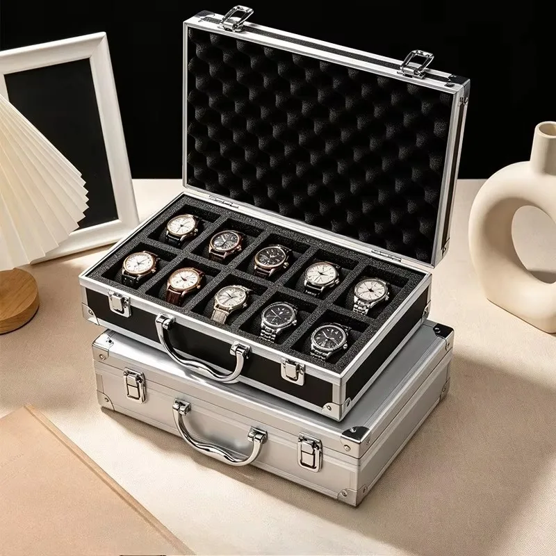 10/18 Slot Metal Watch Box Portable Large Capacity Watches Boxes Modern Minimalist Dustproof Watch Organizer Cases Gift Box