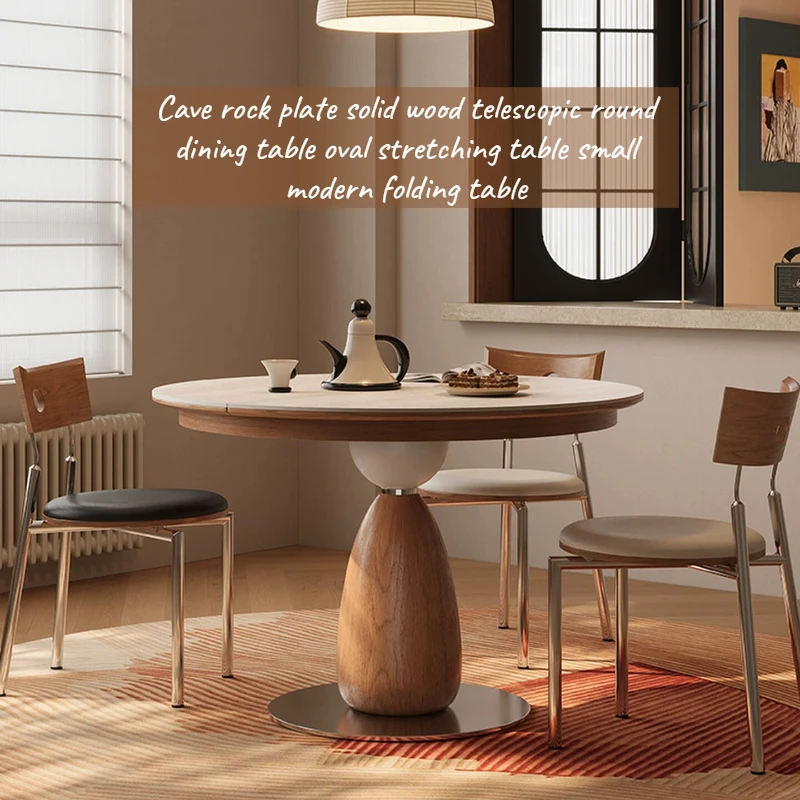 

Italian Extendable Coffee Dining Table Kitchen 6 Chairs Mid Century Center Foldable Table Wood Vintage Luxury Room Furniture