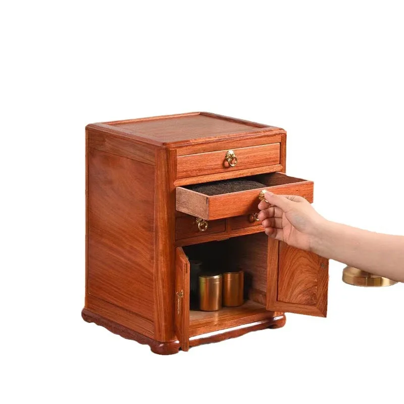 

Huali tea cabinet Chinese solid wood tea set storage cabinet living room coffee table desktop