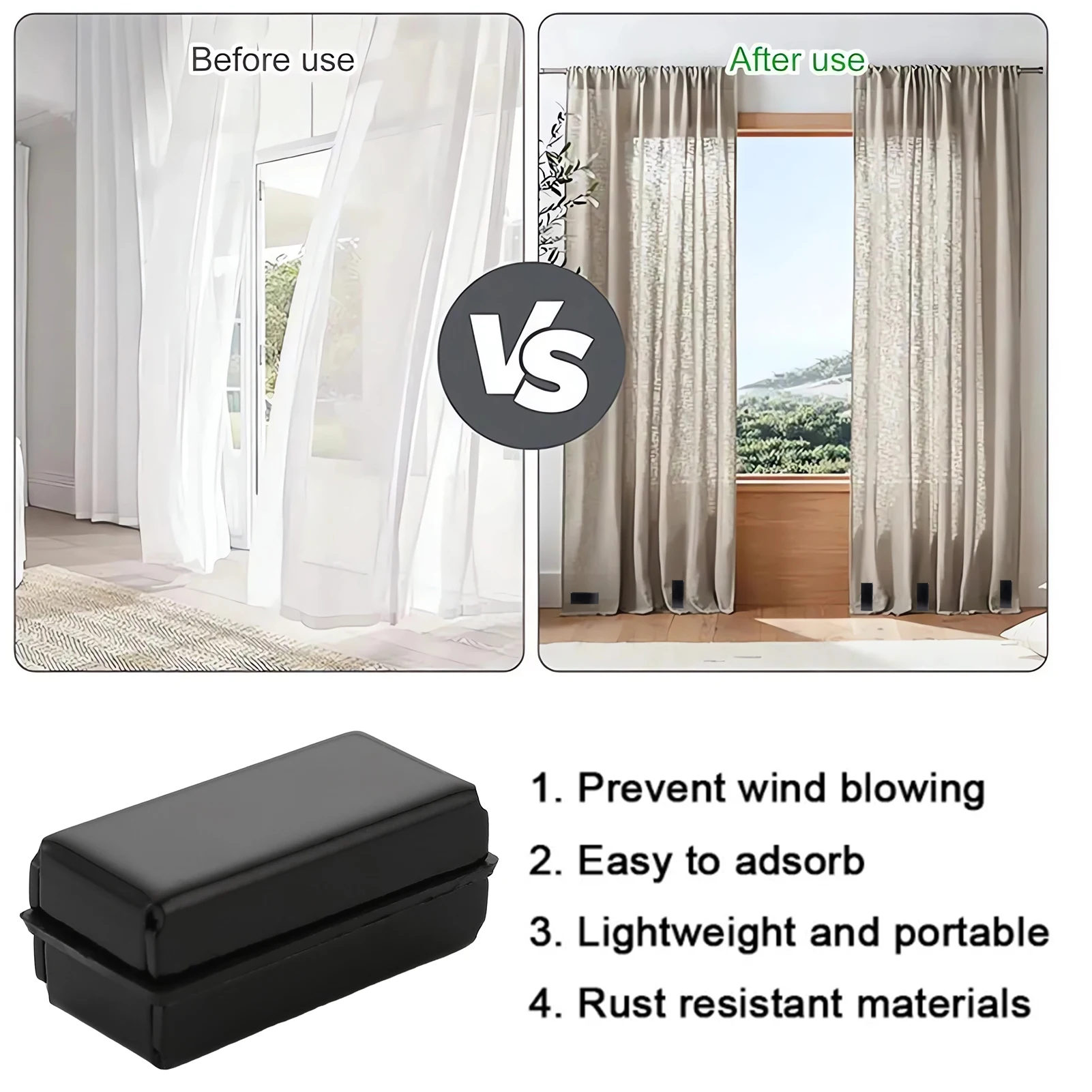 Strong Magnetic Curtain Weights Anti-rust Reusable Strong Magnetic Weights for Household Curtain Uses