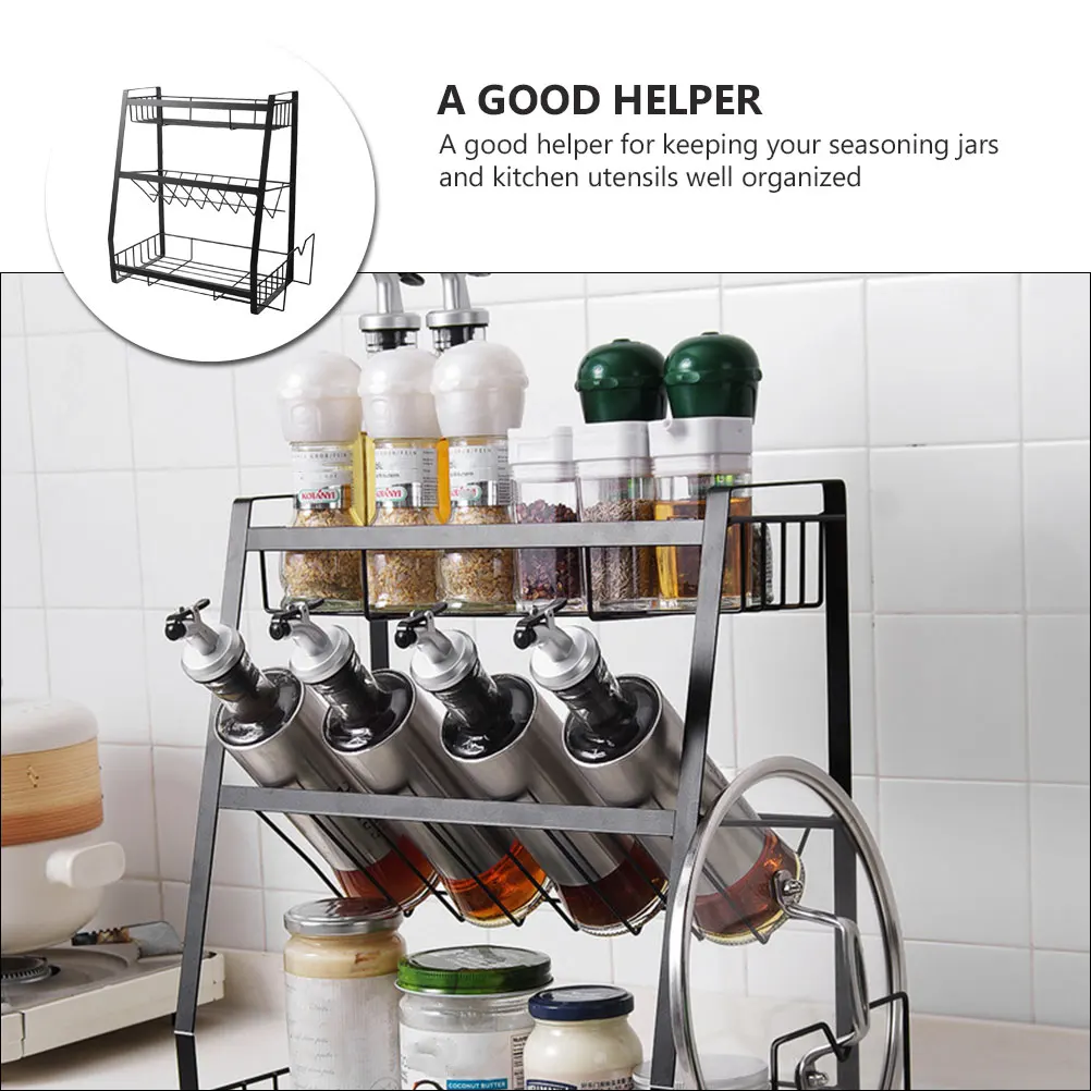 

1pc Spice Rack Three-Layer Seasoning Organizer Kitchen Storage Shelf Kitchenware Holder For Home Restaurant Use