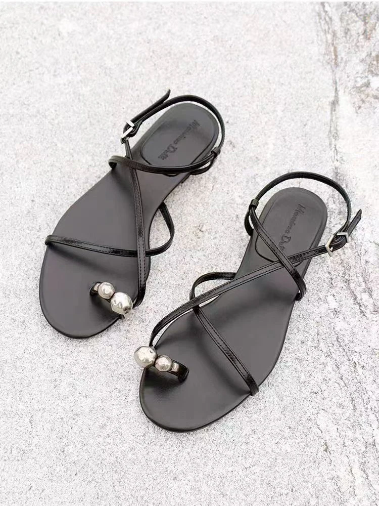 2024 Summer New Fashion Versatile Roman Sandals French Retro Flat Sandals For Women shoes for women  women sandals