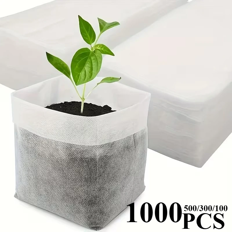 100-1000PCS Biodegradable Seedling Bags for Gardening Fabric Plant Pots Vegetables Flowers Herbs Eco Friendly Nursery Supplies