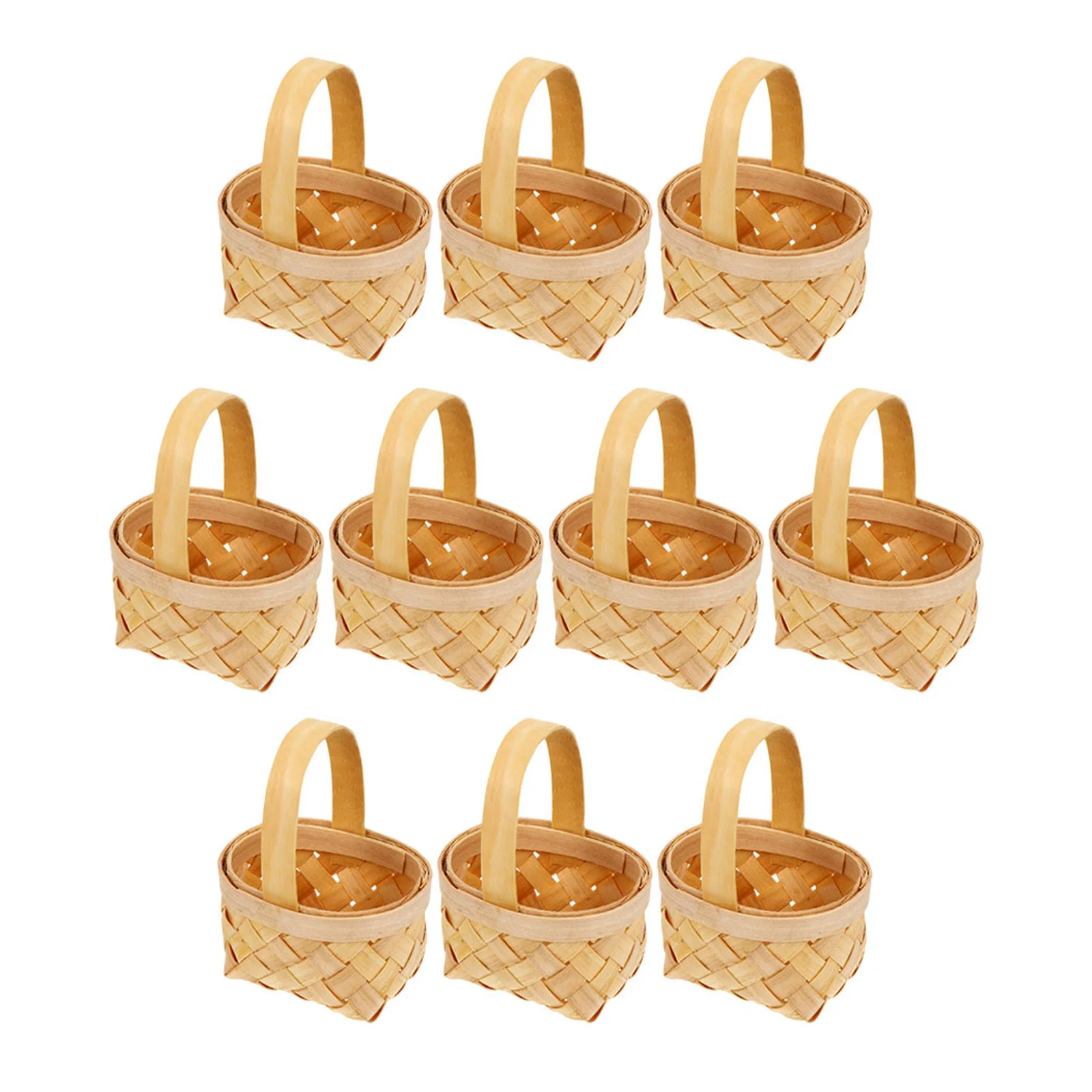 

10Pcs Portable Multi-Purpose Baskets Rustic Wooden Gift Wrapping for Weddings and Special Occasions Handheld Basket