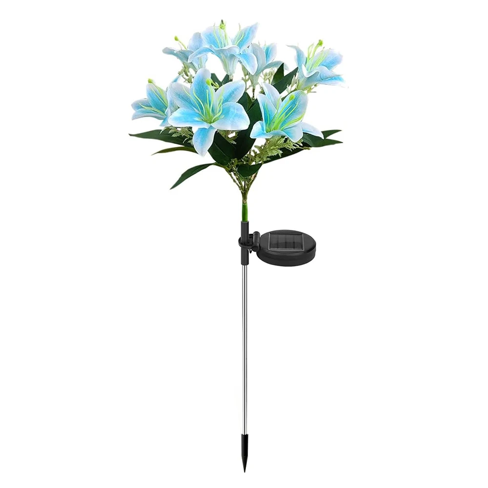 NONE Solar-Außenleuchte mit Lilienblüten, IP65, wasserdicht, solarbetrieben, für Garten, Weg, Landschaftsbeleuchtung, Hof, Hofdekoration 9