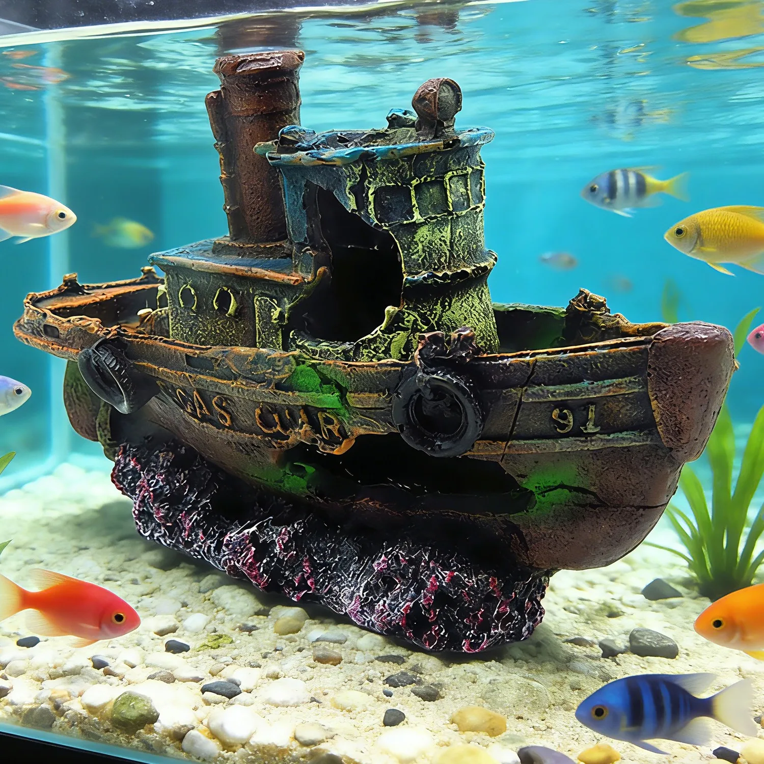 

Aquarium scenery, sunken ship, broken ship wreck, aquatic scenery, fish and shrimp hiding ornaments, pirate ship, old ship