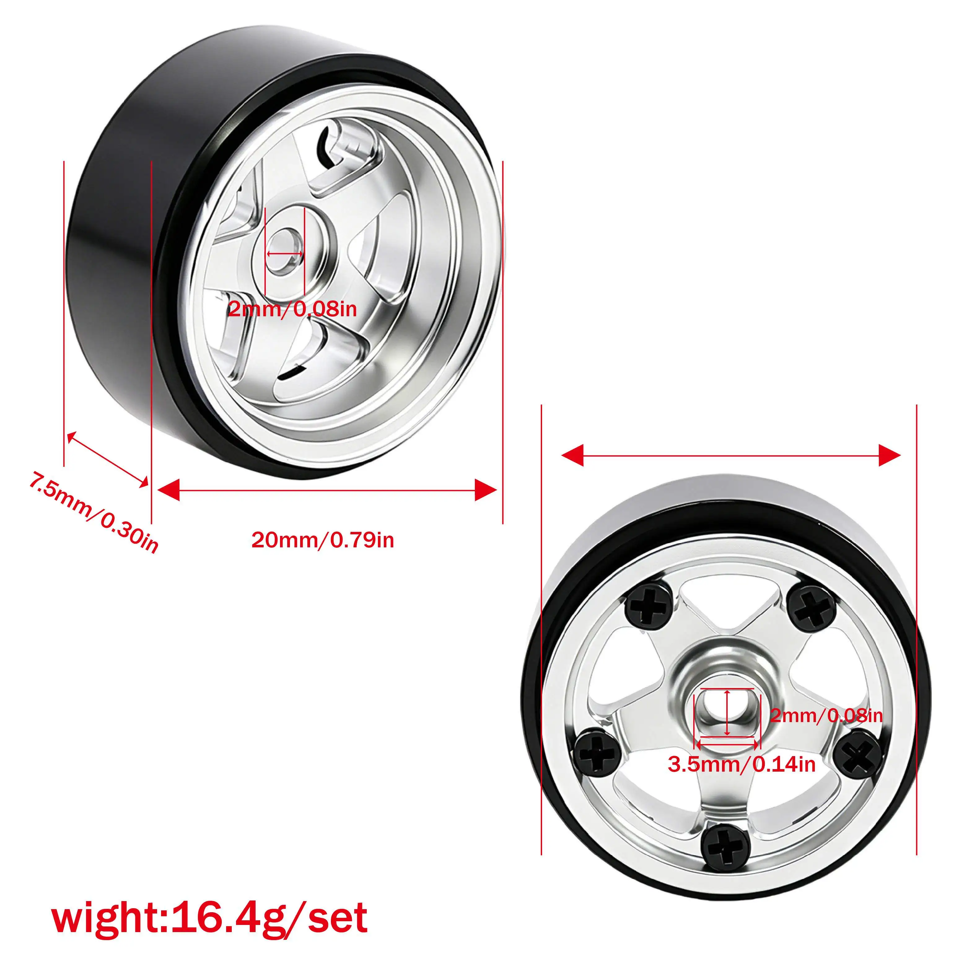 Weighted Aluminum Wheel Rims 0 7 Inch For 1 30 Scx30 Ford Bronco Jeep Wrangler K10 Rc Crawler Car Upgrade Parts