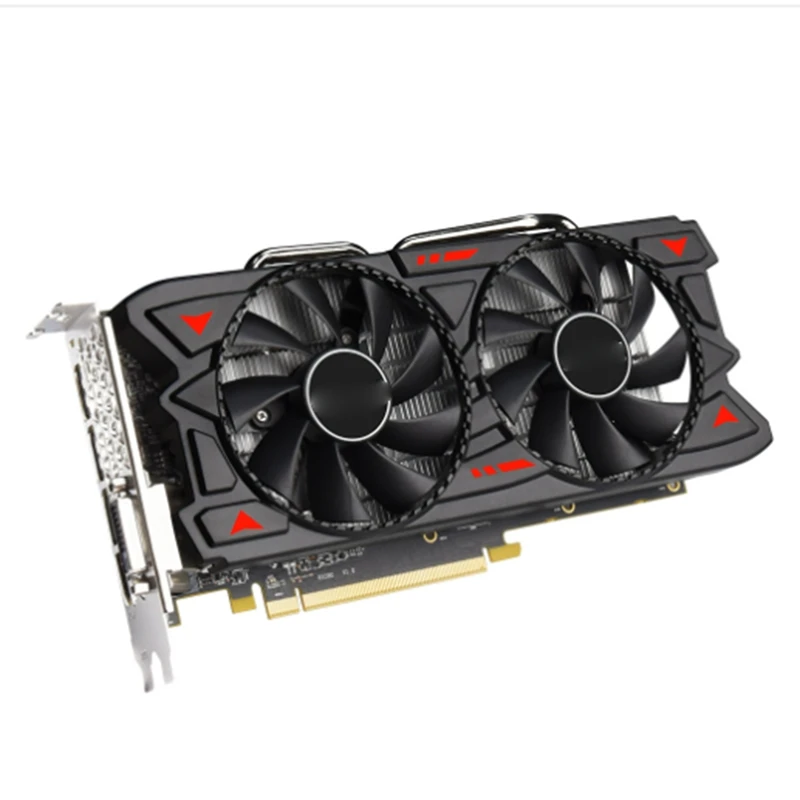 Placa gráfica preta dupla do jogo do fã, radiador do computador do Desktop, 1 grupo, RX580, 8G, 7000Mhz