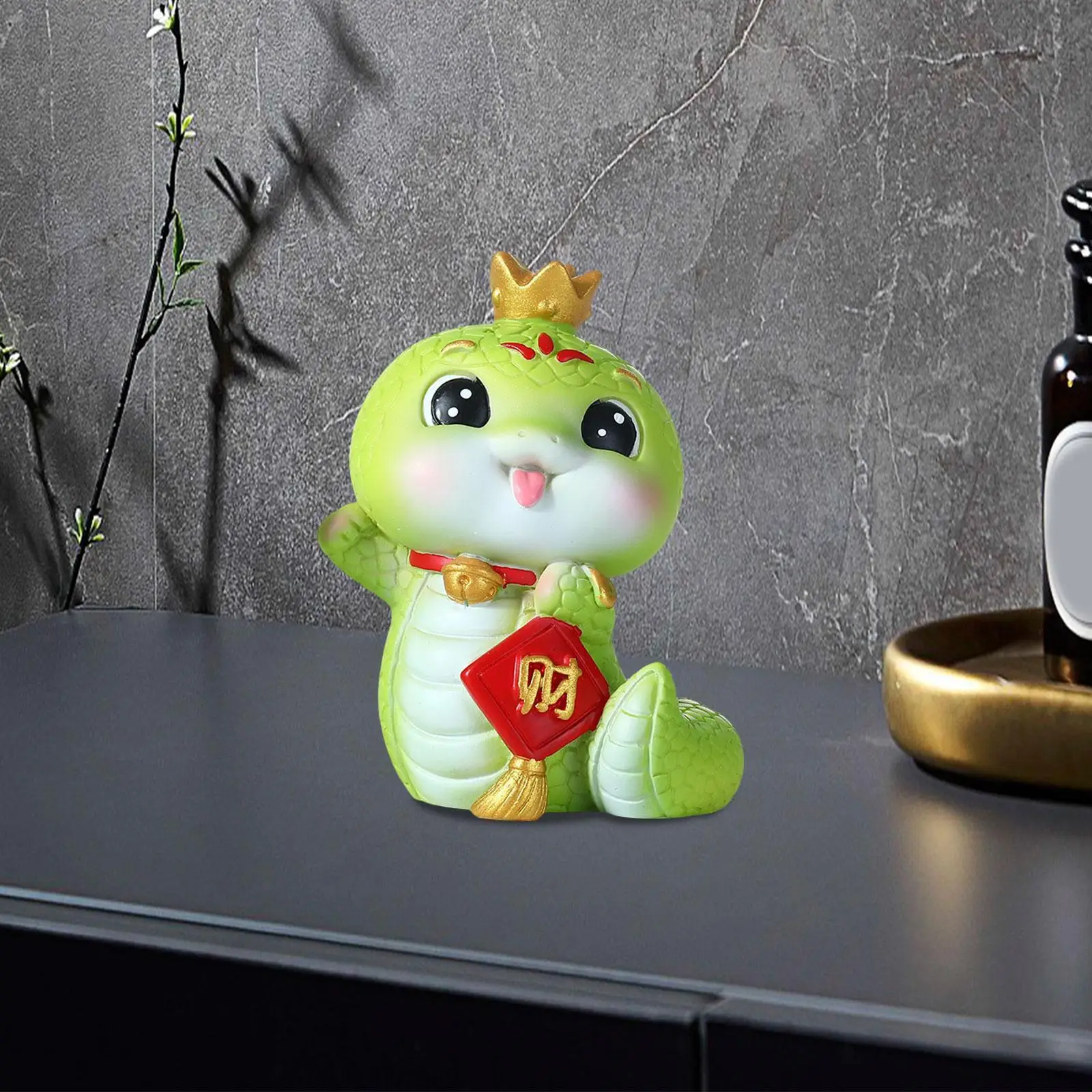Resin Snake Figurine Cute Cartoon Statue 2025 New Year Decor Feng Shui Tabletop Sculpture Ornament for Bookshelf Desk view 3