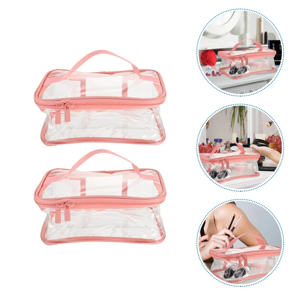 2 Pcs Transparent Bag Travel Wash Pouch Toiletry Makeup Bags Cosmetics Holding Woman Clear Waterproof