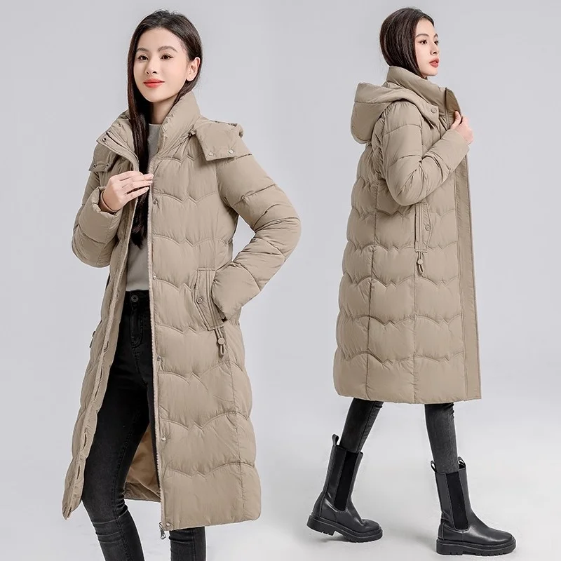 

Средней длины, толстый пуховик, хлопковая куртка для женской одежды, зима 202, модное утягивающее теплое пальто с капюшоном, парки w1140