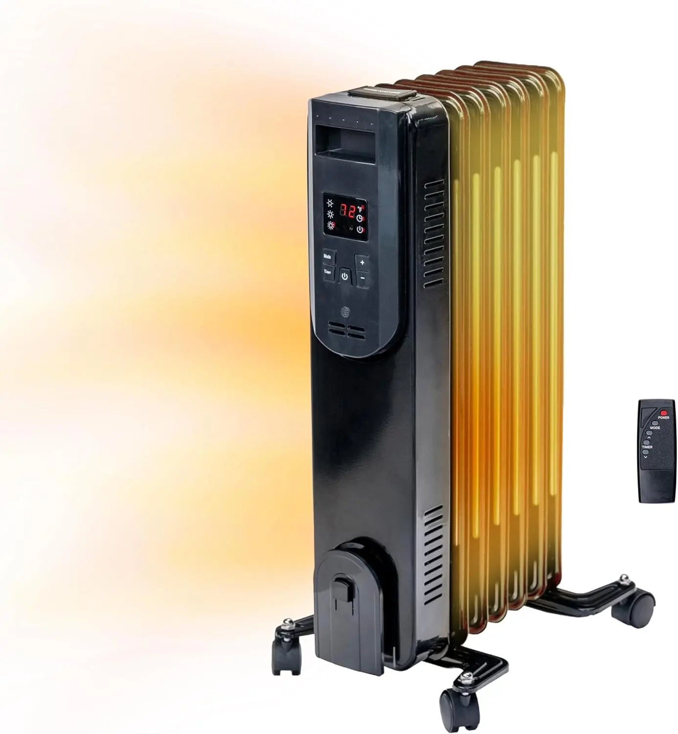 

1500W Oil-Filled Radiator Heater – Portable Electric Space Heater with Remote, Digital Display, Adjustable Thermostat, Tip