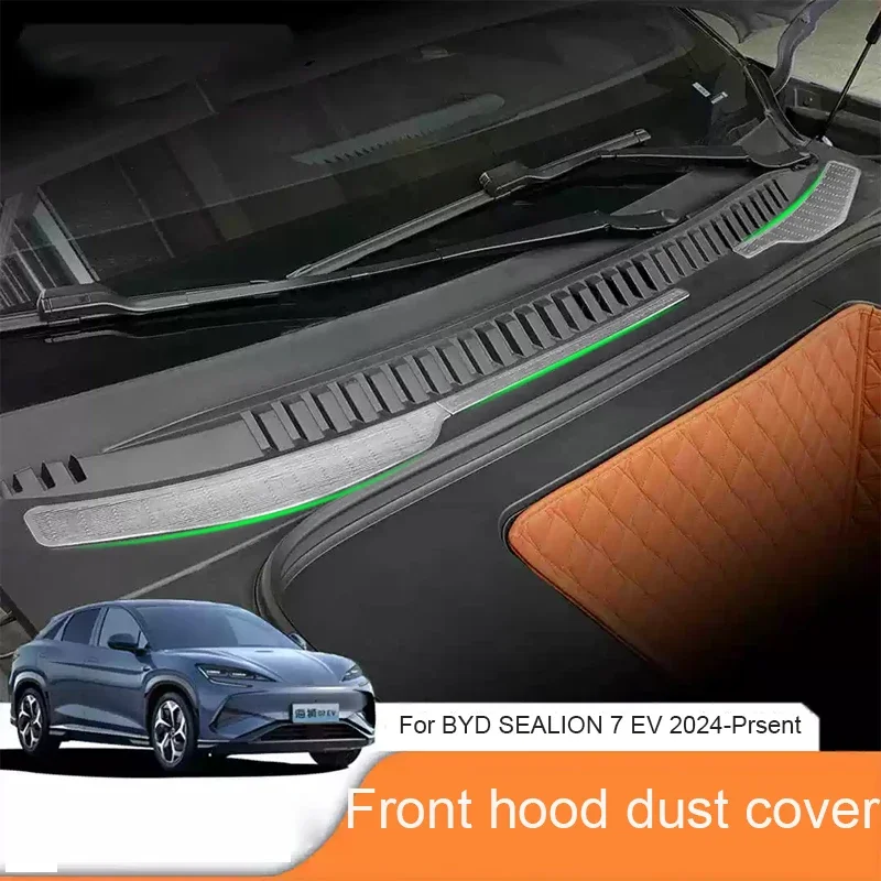 Car ABS Front Hood Dust Cover Sequins Front Engine Compartment Anti-Clog Cover Auto Accessories For BYD SEALION 7 EV 2024-2026