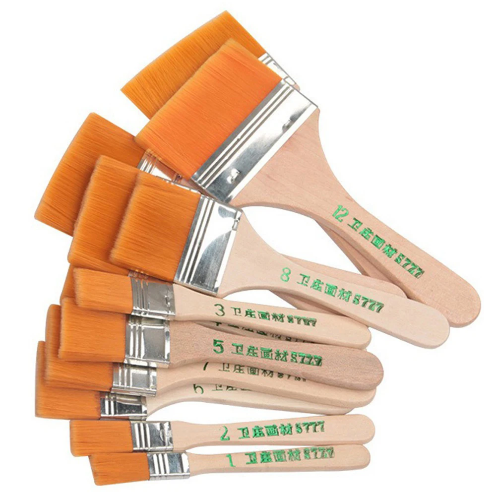 

12pc/set High Quality Nylon Paint Brushes with Different Sizes and Wooden Handles Ideal for Acrylic, Oil and Watercolor Painting