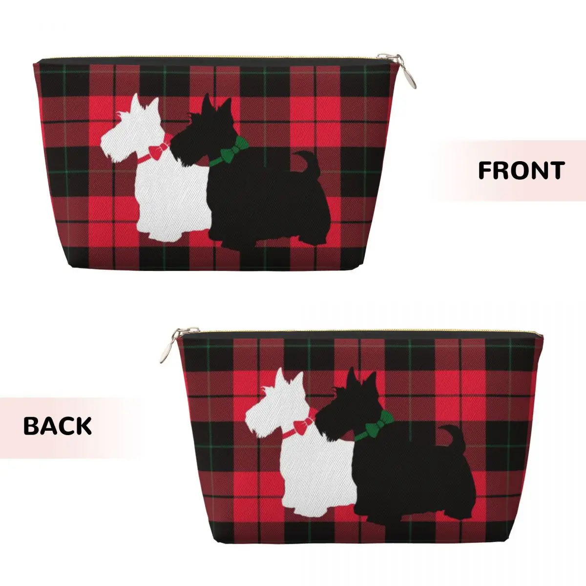 Custom Vogue Tartan Scottie Dog Cosmetic Bag Fashion Big Capacity Scottish Terrier Makeup Case Beauty Storage Toiletry Bags