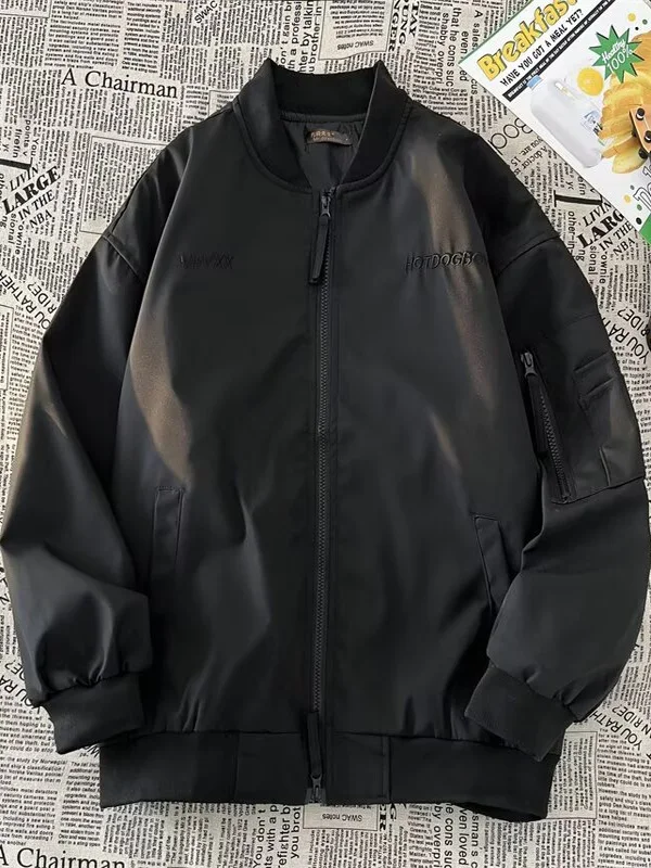 

Мужская ветровка с воротником-стойкой в американском стиле ретро, осенне-зимняя цветная повседневная свободная рабочая одежда на молнии, летная одежда...