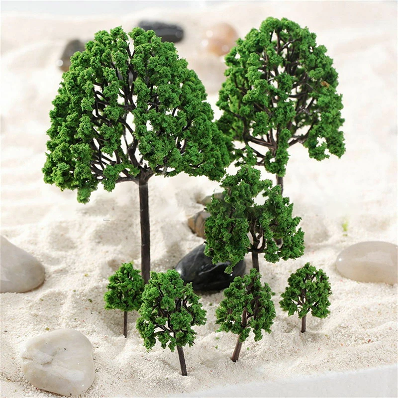 10/20/30Pcs Mixed Model Green Trees Plastic Model Landscape Train Railroad Building Garden Scenery Layout Miniature Palm Tree