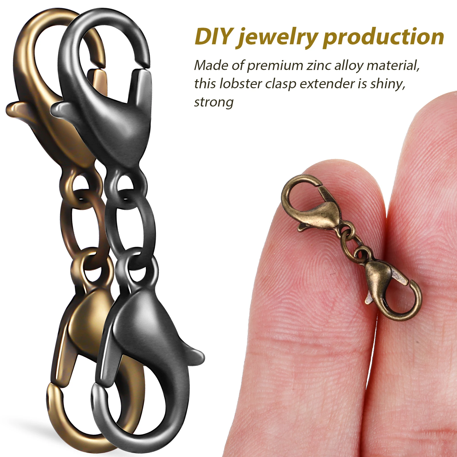 

20pcs Double Lobster Clasp Extender Golden Silver Rose Black Zinc Alloy Jewelry Making Bracelet Necklace Chain