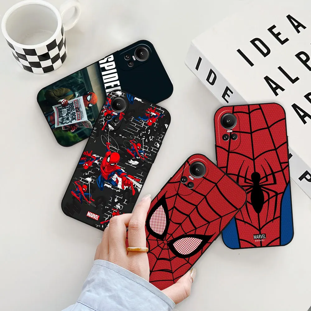 Marvel Spider Web Spider Man Eye Phone Case For OPPO Reno 11 11F 10 8 8T 7 7Z 6 6Z 5 4 3 2F Z ACE Pro Plus 5G Black Soft Cover