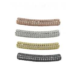 Diy Arc Bend Long Beads for Bracelet Necklace Chains Making Spacer Beadeds Jewelry Accessories Copper Plating Zircon Wholesale