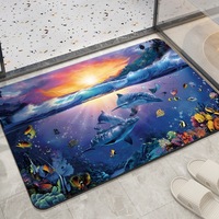 VIKAMA Ocean Summer Water-Absorbing Bathroom Non-Slip And Stain-Resistant Carpet, Toilet, Bathroom Entrance, Home Decoration