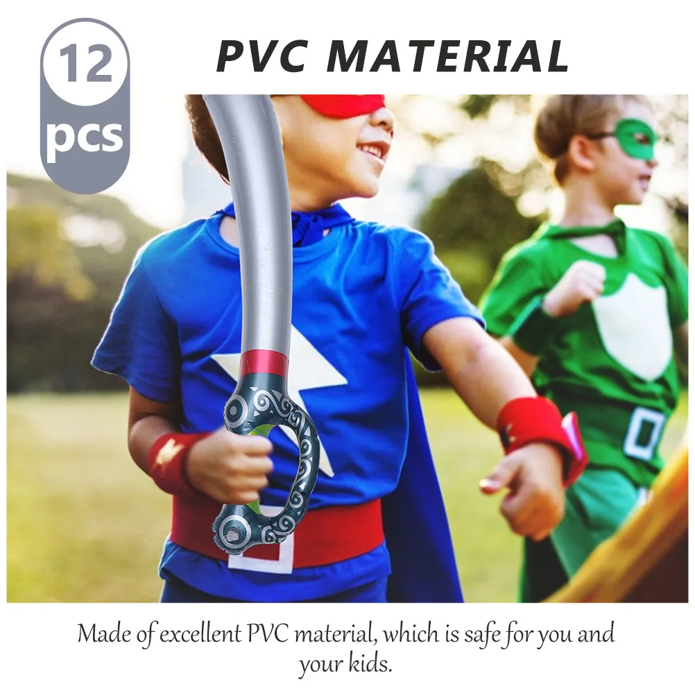 

12pcs Inflatable Pirate Knife Pvc Swords For Halloween Festival Party Cosplay Stage Performance Lightweight Play Pretend