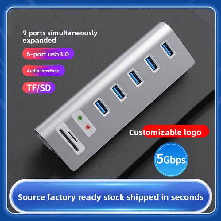 9-in-1 USB 3.0 도킹 스테이션 3.5mm 오디오 인터페이스 합금 소재 확장 도크 SD 카드 TF 카드 외장 지원