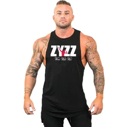 Summer Men's Gyms Cotton Tank Tops Fitness Workou Joggers Sleeveless T-Shirt Male Basketball Training Fashion ZYZZ Vest Sports