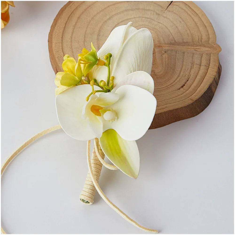 Western ramillete hombres boda Fake Tulip Wedding Boutonniere Hombre White Corsage for Wedding Stuff Wedding Accessories 웨딩 소품