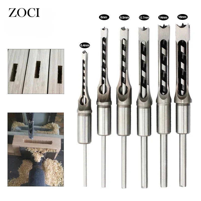 1pc Drill Bits Woodworking Square Hole Opener Drill DIY Twist Auger Mortising Chisel Extended Saw for Wood Tools Drills